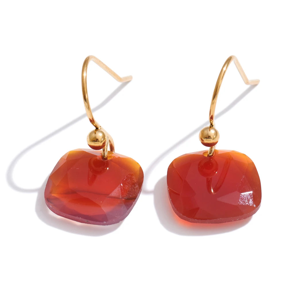 Mind Power - Faceted Red Agate Drop Earrings