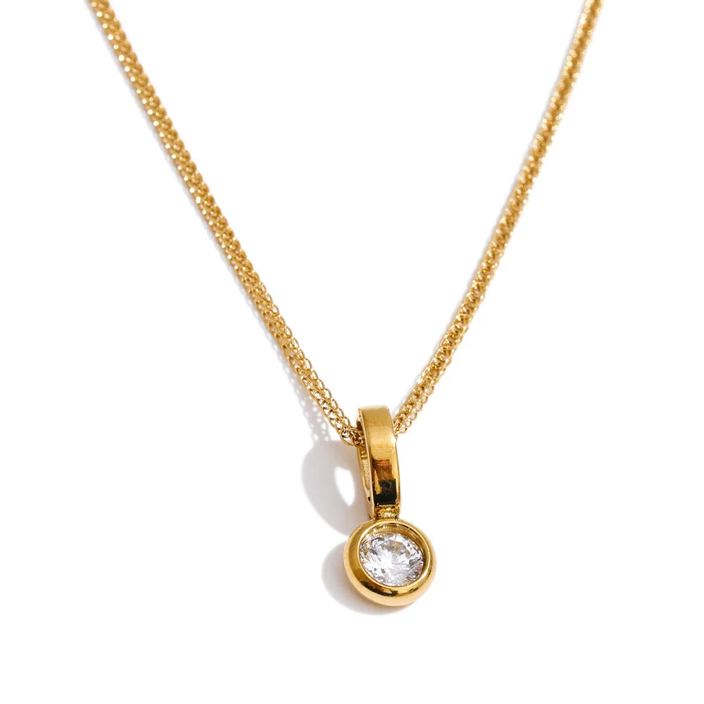 Lumière - Dainty Round Bezel Gold | Silver Necklace